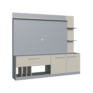 Meuble de salon moderne MOSCATO à 3 portes en bois, aggloméré Griseo/Cristalo, design brésilien, facile à assembler - Product Image 1