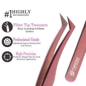 Pinzas para Pestañas en Forma de L, Pinzas Profesionales de Acero Inoxidable Color Oro Rosa para Artistas de Pestañas y Principiantes - Product Image 2