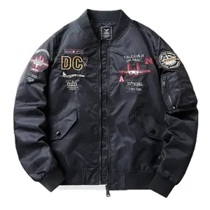 Veste universitaire en laine véritable à col montant, étiquette tissée, football américain, baseball, basketball pour l'hiver, style montant - Product Image 1