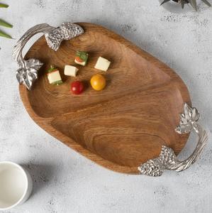 Plateau de service rectangulaire en bois écologique avec poignées intégrées, plateau de service de cuisine en noyer noir, plateau de service en bois - Product Image 5