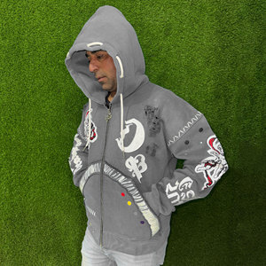 Sudaderas con Capucha de Manga Larga para Hombre, Personalizadas al por Mayor, 100% Algodón, con Cierre y Bordado, Color Sólido, para Invierno - Product Image 3