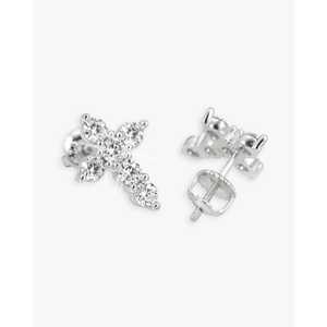 Boucles d'oreilles en or 14 carats avec croix en moissanite taille ronde - Product Image 5