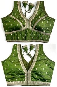 Blusa formal moderna para el verano hecha a mano con trabajo de hilo Zari y hermoso patrón abierto frontal de nudo listo - Product Image 3