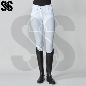 Pantalones de Equitación de Alto Rendimiento para Mujer, Tela Elástica de Poliéster/Spandex, Cierre de Botones y Cremallera, Pantalones de Exhibición Ecuestre - Product Image 2