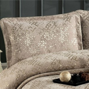 Juego de Cubrecama Guzide ANNA de 4 Piezas, Diseño a Rayas Color Cappuccino, Tejido 100% Chenilla, Antiácaros, Tamaño King, para Uso Doméstico, Hecho en Turquía - Product Image 2