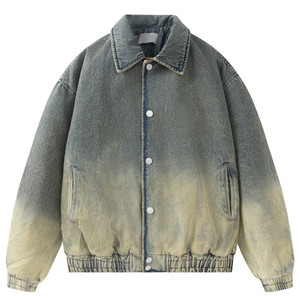 Veste en jean High Street Designer avec fermeture éclair et double couche jeans pour homme - Product Image 1