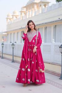 Robe rouge Anarkali ensemble dupatta pour femmes et filles mariage indien pakistanais longue robe de soirée robe de mariage indienne rouge - Product Image 4