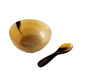 Bol de service à salade en corne de buffle avec cuillère à salade Nouveau design jetable Serveur à salade en corne de buffle Fabricant en gros - Product Image 3