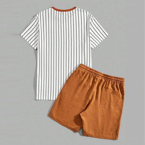 Nuevos Conjuntos Cortos de Verano para Hombre al por Mayor, con Logotipo Personalizado, 100% Algodón, 2 Piezas, con Botones, Conjuntos de Pantalones Cortos para Hombre de Súper Calidad - Product Image 3