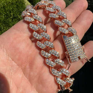 Bracelet cubain en moissanite plaqué or rose, style hip-hop, argent, taille brillant ronde, bijou de luxe tendance - Product Image 4