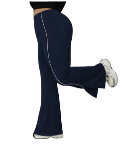 Women Plus Size High Waisted Butt Lifting Tummy Control Wide Leg Slim Fit Flare Fitness Leggings Pants with Split Hems - Product Image 5