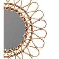 Miroirs muraux d'intérieur traditionnels de haute qualité en gros, finition naturelle, miroirs en bois clair avec cadre en rotin tressé