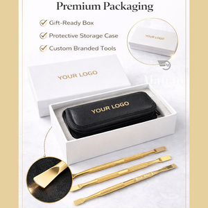 Gold Dual-End Cuticle Pusher Set Case Stainless Steel <b>Nail</b> Care <b>Kit</b> Manicure Pedicure Tools Custom Packaging Logo OEM Supplier - Product Image 6