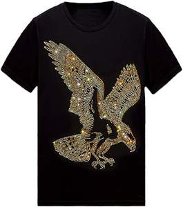 T-shirt scintillant pour homme et femme, à manches courtes, avec strass, pour festival rock, t-shirt en coton avec motifs graphiques - Product Image 1