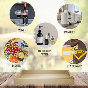 Plateau en bois écologique avec poignées en métal Bar Restaurants Table basse Plateau Plateau en bois naturel Fabricant Prix de gros - Product Image 4