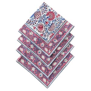 Servilletas de tela de algodón con estampado de bloque de mano Floral indio moderno, tamaño 20x20 para bodas, fiestas en casa, regalo elegante - Product Image 1