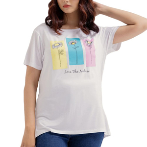 เสื้อยืดผู้หญิงใหม่ ผ้าฝ้าย 100% คอทรงโอ แขนสั้น เป็นมิตรกับสิ่งแวดล้อม ยับยาก ระบายอากาศ แห้งเร็ว ปรับแต่งได้ สวมใส่สบาย - Product Image 1