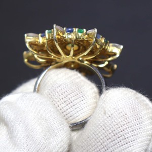 Bague en argent sterling 925 naturel avec opale éthiopienne et saphir bleu émeraude en argent sterling Vintage Making Design Beautiful - Product Image 6