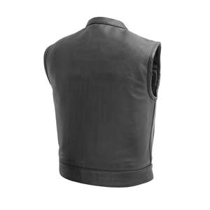 Chaleco acolchado de jinete elegante para hombre, chaleco transpirable de piel de vaca de alta calidad para otoño, chaleco para motocicleta, bolsillos con cremallera, cuello levantado a cuadros - Product Image 2