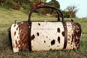 Bolsa de Viaje de Cuero Vacuno con Pelo, Estilo Duffel, para Fin de Semana, Hecha a Mano, de Lujo, LHODB-0153B - Product Image 6