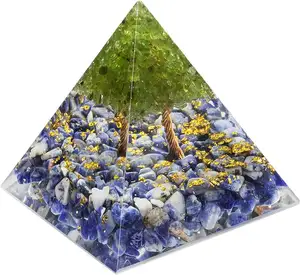 Оргонит содалит Перидот Дерево жизни Пирамида | Оптовая продажа оргонитовых продуктов | Из экспорта кристаллов амайры