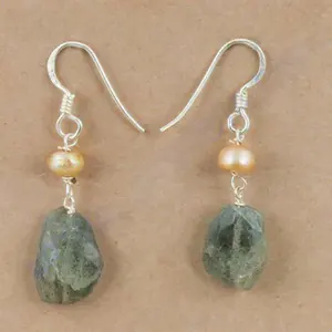 Boucles d'oreilles pendantes en argent 925 avec labradorite pour femmes, bijoux fantaisie, cadeau - Product Image 2