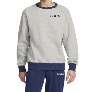 สเวตเชิ้ตคอกลมของผู้ชายผ้าฝ้ายหนาทรงพอดีตัวปกติผ้าคอตตอนขนแกะ100% ออกแบบโลโก้ได้ตามต้องการ - Product Image 3