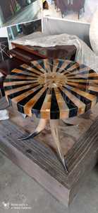 โต๊ะกาแฟทรงกลมประดับเขาสัตว์ธรรมชาติ ผิวเรียบเนียน สำหรับการตกแต่งบ้านระดับพรีเมียม โต๊ะกาแฟผสมผสานเขาสัตว์และไม้สุดหรู - Product Image 6