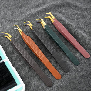 Premium Diamond Grip X Tip Pinzas de volumen Pinzas de extensión de pestañas Pinzas de aislamiento de curva de Luna Punta de fibra de etiqueta privada - Product Image 1