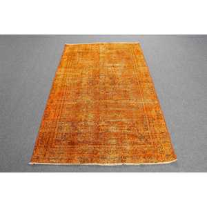 Tapis turc 3,7 x 6,6 pieds, tapis vintage, tapis à imprimé animalier orange - Product Image 1