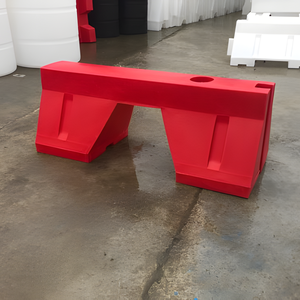 Barrière de sécurité routière rouge 120 x 50 x 50 cm en plastique PE, garde-corps de circulation pour usage intérieur - Product Image 4