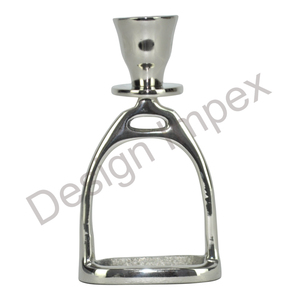 Portavelas de estribo de caballo hecho a mano modelo DI, candelabro de aluminio sólido, soporte de vela brillante Ecuestre para decoraciones del hogar - Product Image 1