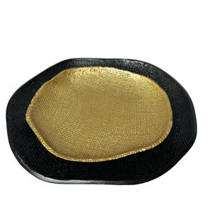 Bandeja plana minimalista estilo guijarro con textura, plato de superficie de metal, mesa de café, plato de aperitivo para servir comida occidental - Product Image 6