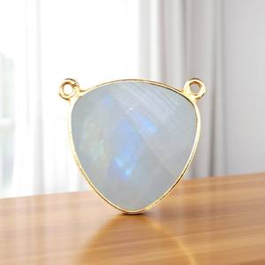 DIY doble fianza trillón facetado Arco Iris piedra lunar piedra preciosa chapado en oro encanto colgante collar al por mayor - Product Image 1