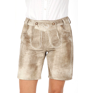 La plupart des Offre Spéciale 2025 authentique daim Lederhosen femmes dames Octoberfest tenue Damen Wurst Fest Costume couleur gris clair - Product Image 3
