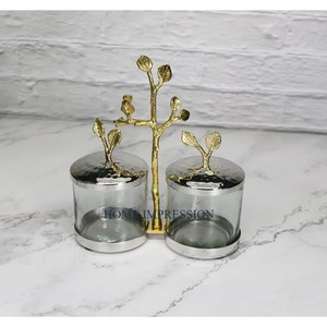 Bocaux de stockage décoratifs en verre et en métal de première qualité de taille moyenne pour la vente en gros - Product Image 2