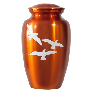 โกศใส่เถ้ากระดูกสำหรับผู้ใหญ่ทำจากอลูมิเนียมคลาสสิกคุณภาพสูงพร้อมนกสีขาวและสีเขียวบินได้สำหรับขี้เถ้าของมนุษย์ - Product Image 4