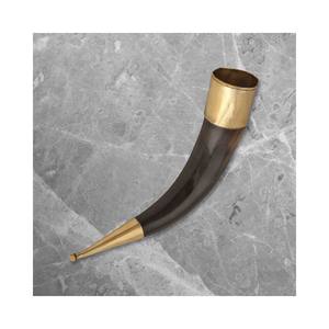 Corne de buffle sculptée à la main, style Viking, avec un design d'ange élégant, pour fêtes et festivals, et travail en laiton. - Product Image 6