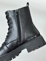 Bottes en cuir à fermeture éclair latérale pour l'hiver, doublure en microfibre et coton, pour agents de sécurité - Grande Vente