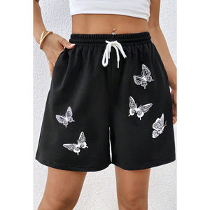 2023 Custom Summer High Waist Quick Dry Breathable Yoga Gym Biker Plus Size <b>Women's</b> Cotton <b>Shorts</b> Sets with Custom Logo - Product Image 1