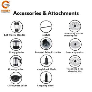 Procesador de Alimentos Eléctrico de 1300W, Licuadora, Mezcladora, Molinillo, 3 Recipientes de Acero Inoxidable, Diseño Compacto, Uso Doméstico, Motor Controlado por Aplicación - Product Image 5