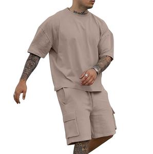 Cumbre Sports Hombres 2026 Streetwear Algodón de alta calidad Hecho Negro Verano Transpirable Casual Camiseta Pantalones cortos Conjunto - Product Image 2