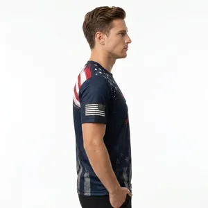 Camiseta Deportiva Personalizada para Hombre, Manga Corta, Sublimada, Transpirable, Anti-UV, Secado Rápido, Cuello Redondo, 100% Poliéster, Holgada - Product Image 6