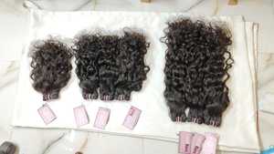 Paquetes de cabello Remy indio crudo sin procesar, cutícula alineada, cabello humano Natural, máquina recta rizada, extensión de cabello de trama Doble - Product Image 2