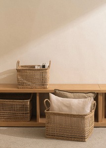 Rectangular Storage <b>Basket</b> with Handles <b>for</b> Home and Closet Organization <b>Basket</b> <b>for</b> <b>Blankets</b> & Pillows Shelf Organizing <b>Basket</b> - Product Image 2