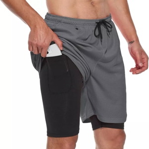 Fitness <b>Shorts</b> for Outdoor Sports Running Training Polyester Double Layer <b>Compression</b> <b>Shorts</b> <b>Men</b> - Product Image 4