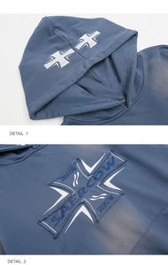 Sweat à capuche à épaules tombantes, poids lourd, 500 g/m², 600 g/m², haute qualité, appliqué personnalisé, broderie délavée - Product Image 5