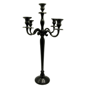 Candélabre antique enduit de poudre noire 5 bougies vente chaude en métal artisanal 5 bras mariage bougeoir à la main - Product Image 1