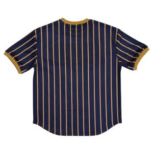 Camiseta de béisbol Pinstripe Black 11/1 Tuk Mesh Tshirt | Letras de chenilla bordadas | Ropa de fraternidad y hermandad - Product Image 2