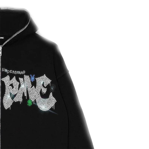 Unisex Rhinestones Hombres Mujeres Vintage Acid Wash Cropped Hoody Sun Faded Cotton 460Gsm Rhinestones Hooded Short Knitted - Product Image 3